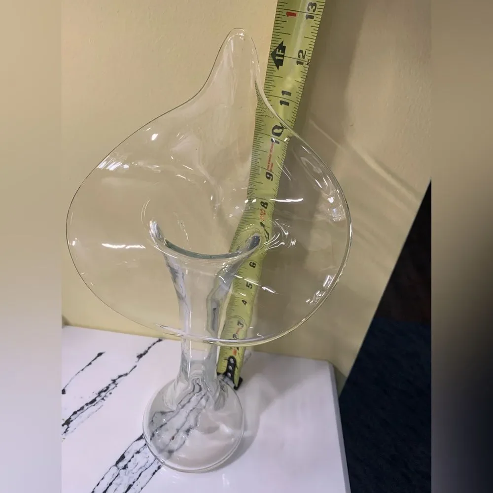 Vintage Jack in the Pulpit Blown Clear Glass Accent Bud Vase with Unique Design